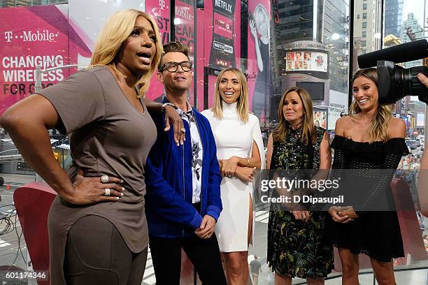 Renee Bargh interviews Melissa Rivers, Giuliana Rancic, Brad Goreski, and NeNe Leakes during their visit to "Extra" at their New York studios at H&M...