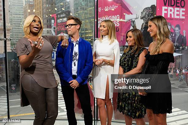 Renee Bargh interviews Melissa Rivers, Giuliana Rancic, Brad Goreski, and NeNe Leakes during their visit to "Extra" at their New York studios at H&M...