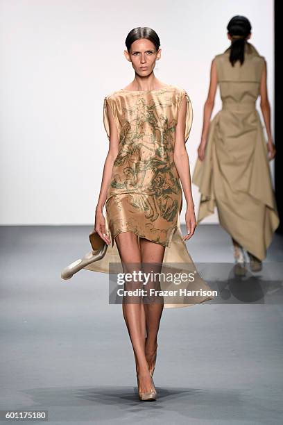 Model walks the runway at the Marist Reprise: Francesca Liberatore fashion show during New York Fashion Week: The Shows at The Dock, Skylight at...