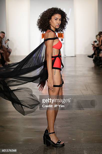 Model walks the runway at Chromat fashion show during MADE Fashion Week at Milk Studios on September 9, 2016 in New York City.