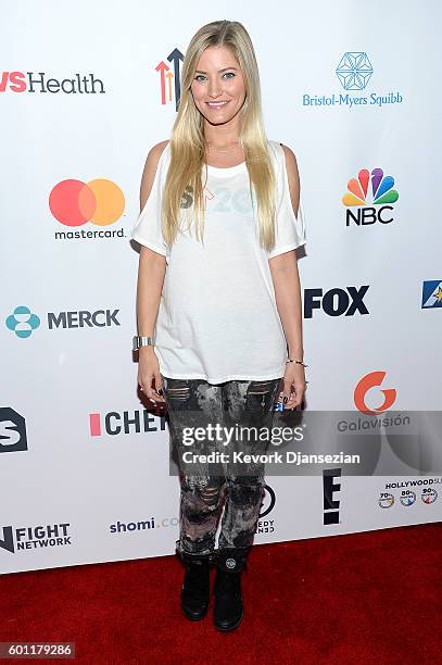 Internet personality Justine Ezarik attends Hollywood Unites for the 5th Biennial Stand Up To Cancer , A Program of The Entertainment Industry...