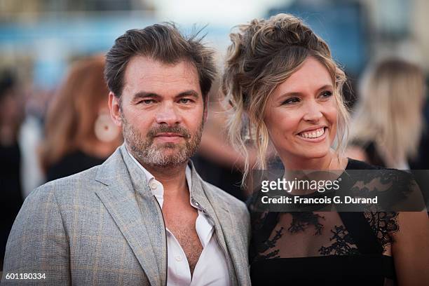 Clovis Cornillac and Lilou Fogli attend the "Imperium" Premiere during the 42nd Deauville American Film Festival on September 9, 2016 in Deauville,...