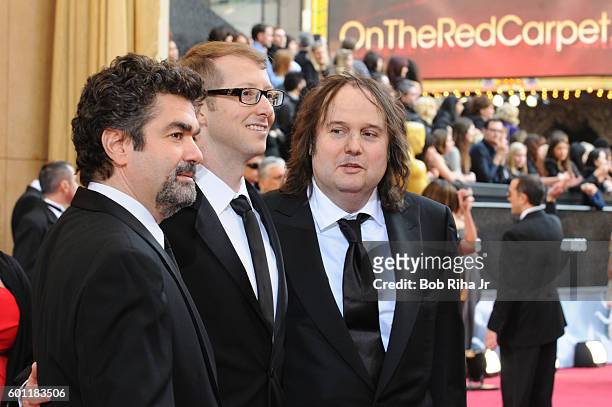 Portrait of directors Joe Berlinger and Bruce Sinofsky as they pose with Jason Baldwin at the Hollywood & Highland Center Theatre during the 84th...