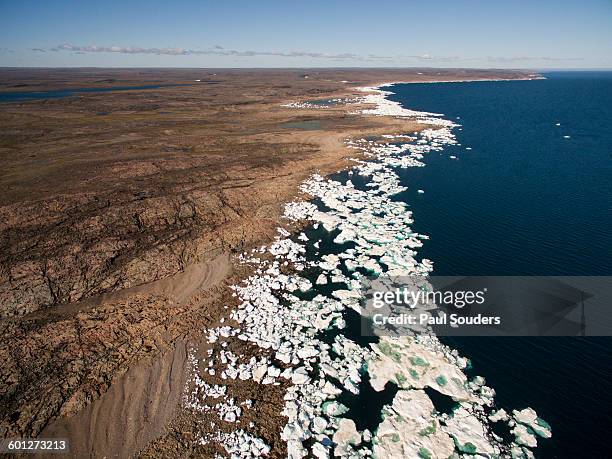 aerial view of ice in repulse bay, nunavut, canada - nunavut canadian arctic stock pictures, royalty-free photos & images