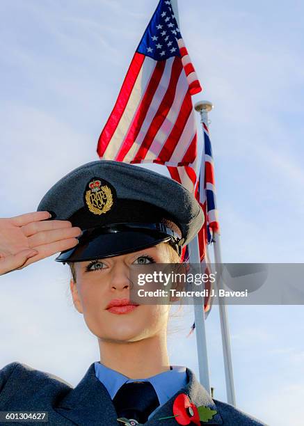 raf girl in uniform - bavosi in cambridgeshire stock pictures, royalty-free photos & images