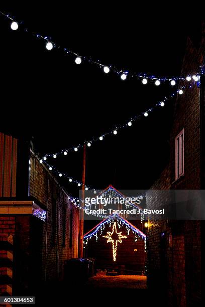 chatteris xmas lights - bavosi in cambridgeshire stock pictures, royalty-free photos & images