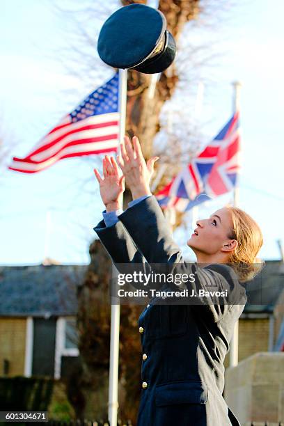 raf girl in uniform - bavosi in cambridgeshire stock pictures, royalty-free photos & images