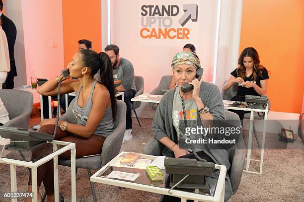 In this handout photo provided by American Broadcasting Companies Inc, singer Mel B and actress Shannen Doherty attend Stand Up To Cancer , a program...