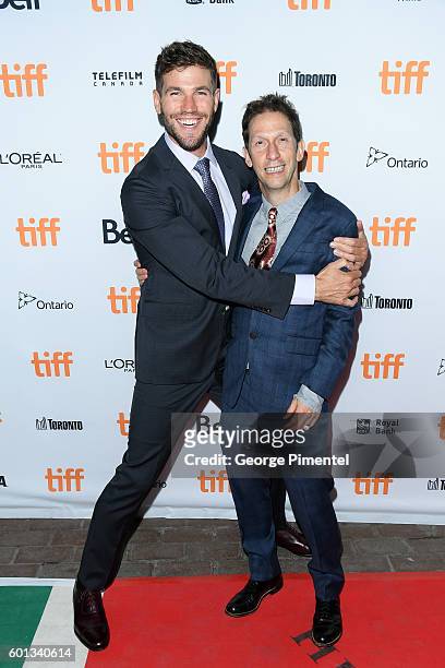 Actors Austin Stowell and Tim Blake Nelson attend the "Colossal" premiere during the 2016 Toronto International Film Festival at Ryerson Theatre on...