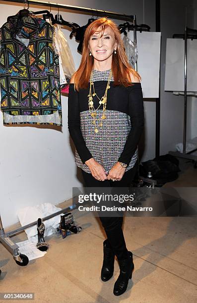Fashion designer Nicole Miller poses backstage for the Nicole Miller show during New York Fashion Week: The Shows September 2016 at The Gallery,...