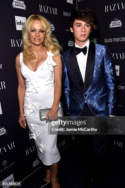 Pamela Anderson and Dylan Jagger Lee attend Harper's Bazaar's celebration of "ICONS By Carine Roitfeld" presented by Infor, Laura Mercier, and Stella...