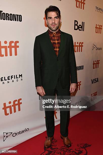Actor Zachary Quinto attends the "Snowden" premiere during the 2016 Toronto International Film Festival at Roy Thomson Hall on September 9, 2016 in...