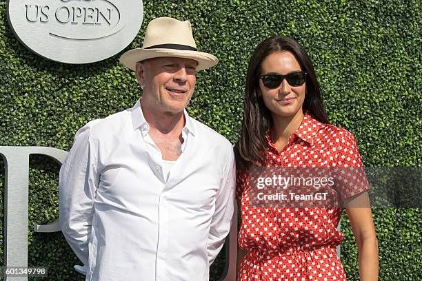 Bruce Willis and Emma Heming seen at USTA Billie Jean King National Tennis Center on September 9, 2016 in the Queens borough of New York City.