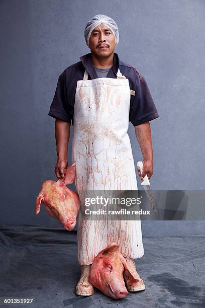 a slaughterhouse worker - ugly mexican people stock pictures, royalty-free photos & images