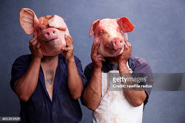 slaughterhouse workers - ugly mexican people stock pictures, royalty-free photos & images