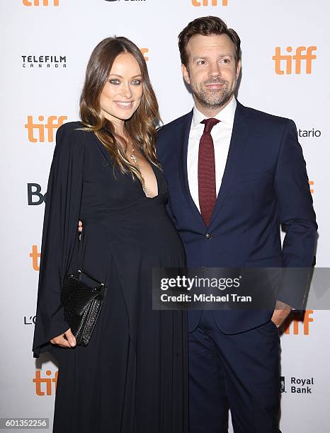 Olivia Wilde and Jason Sudeikis arrive at the 2016 Toronto International Film Festival - "Colossal" premiere held at Ryerson Theatre on September 9,...