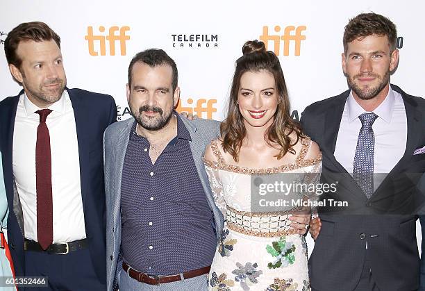 Jason Sudeikis, Nacho Vigalondo, Anne Hathaway and Austin Stowell arrive at the 2016 Toronto International Film Festival - "Colossal" premiere held...