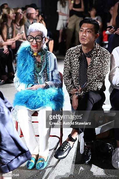 Iris Apfel and blogger BryanBoy attend front row at Monse - September 2016 - New York Fashion Week - at Art Beam on September 9, 2016 in New York...