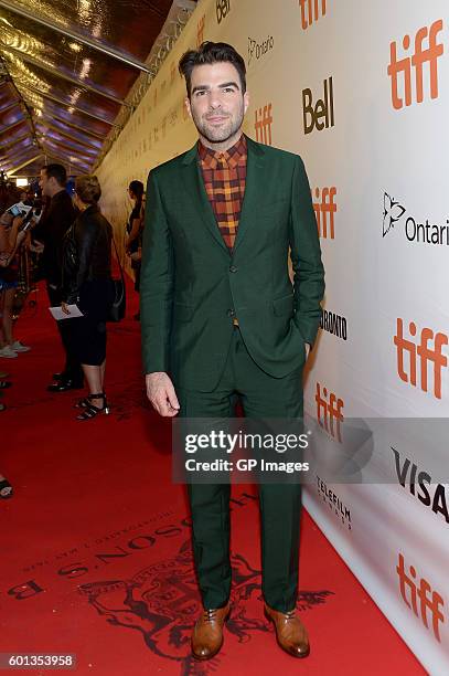 ActorZachary Quinto attends the "Snowden" premiere during the 2016 Toronto International Film Festival at Roy Thomson Hall on September 9, 2016 in...