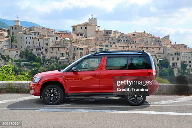 skoda yeti monte carlo on the road - monaco cars stock pictures, royalty-free photos & images