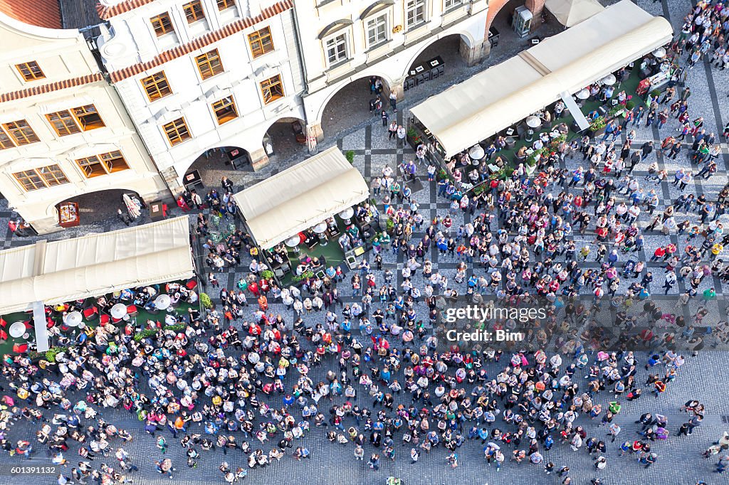 Crowd of People, Old Town Square, Prague, Czech Republic