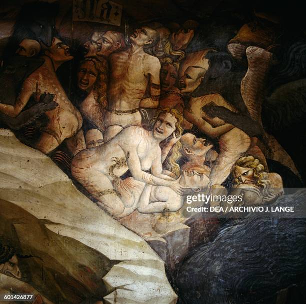 The damned, The inferno, by Giovanni da Modena , detail from the Bolognini chapel, Basilica of St Petronio, Bologna. Italy, 15th century.