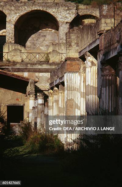 Colonnade of the Palaestra, Herculaneum , Campania, Italy. Roman civilisation, 1st century BC.