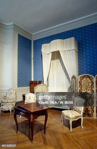 Bedroom of the Chateau de La Roche-Guyon, Ile-de-France, France.