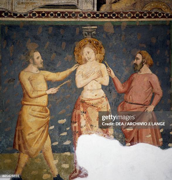 The martyrdom of St Apollonia, fresco, Hall of the Frescoes in the Convent of St Apollonia , Florence, Tuscany. Italy, 14th century.