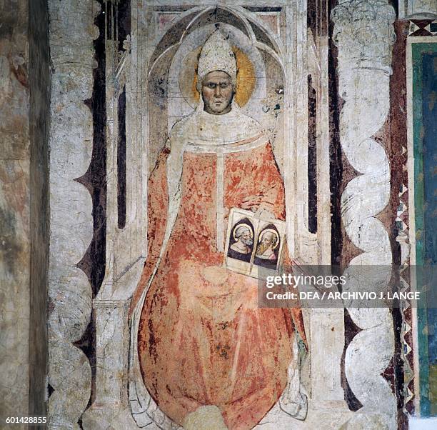 Bishop, fresco, Hall of the Frescoes in the Convent of St Apollonia , Florence, Tuscany. Italy, 14th century.