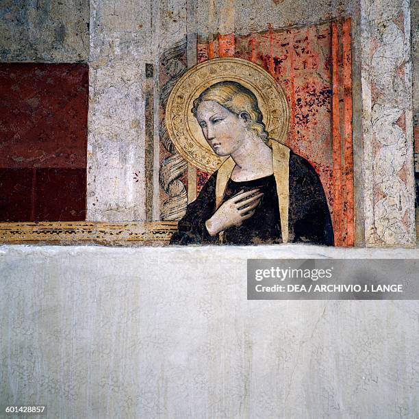 Saint, fresco, Hall of the Frescoes in the Convent of St Apollonia , Florence, Tuscany. Italy, 14th century.