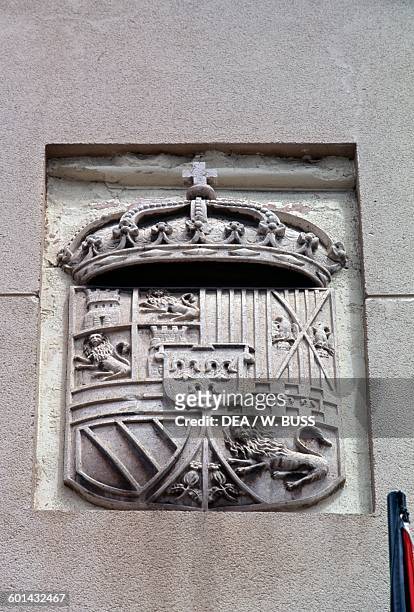 Coat of arms of the Kingdom of Spain, Vivero palace, Valladolid, Castile and Leon. Spain, 15th century.