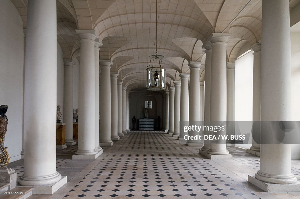 Columned hall in Chateau de Compiegne, Oise