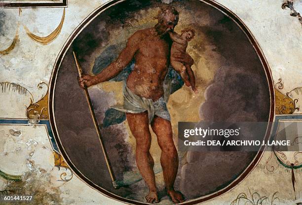 Uranus, fresco in the Hall of the Gods, 1574-1590, by Niccolò Circignani, Della Corgna Palace or Ducal palace Castiglione del Lago, Umbria. Italy,...