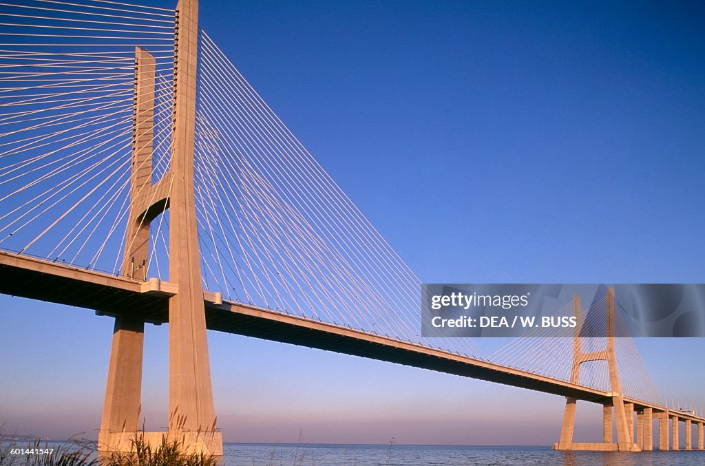 Vasco da Gama Bridge over the Tagus river, Lisbon