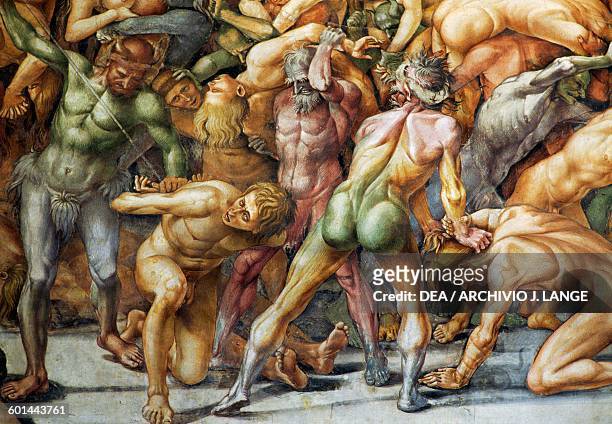 The damned in Hell, fresco from 1499-1502 by Luca Signorelli , St Britius chapel, Orvieto cathedral, Umbria. Italy, 13th-19th century.