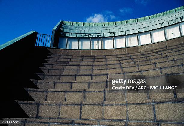 Auditorium of the main building of Helsinki University of Technology, 1955-1964, designed by Alvar Aalto , Otaniemi, Espoo, Helsinki, Finland. Detail.