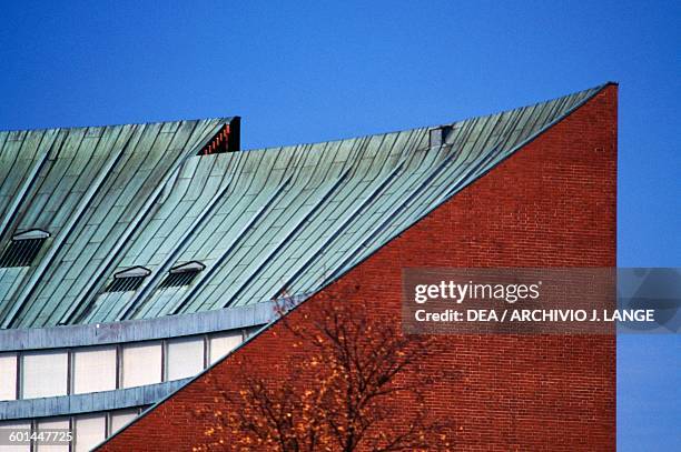 Auditorium of the main building of Helsinki University of Technology, 1955-1964, designed by Alvar Aalto , Otaniemi, Espoo, Helsinki, Finland. Detail.