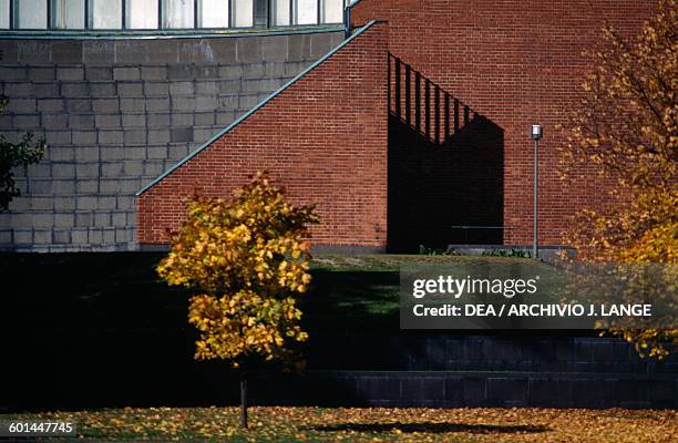 Auditorium of the main building of Helsinki University of Technology, 1955-1964, designed by Alvar Aalto , Otaniemi, Espoo, Helsinki, Finland. Detail.