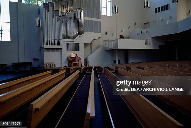 Interior of the Church of the Cross, designed by Alvar Aalto , Lahti, Finland, 20th century.