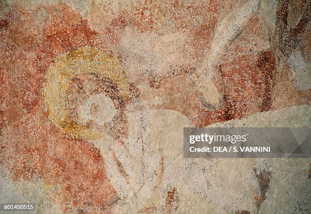 15th century frescoes, detail, Oberhofen Castle chapel, Canton of Bern, Switzerland.