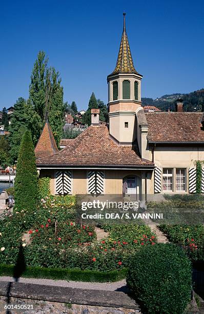 The entrance pavilion, Oberhofen Castle, Canton of Bern, Switzerland.