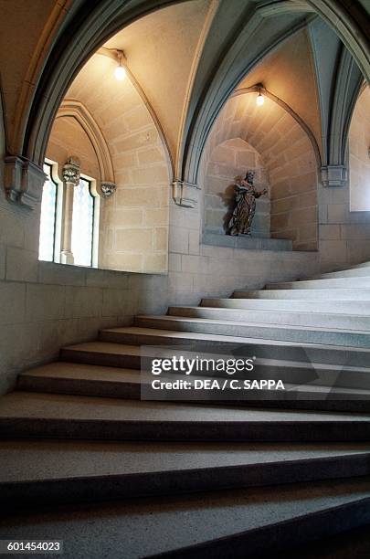 Staircase with arched cross-vault ceilings, Bojnice castle. Slovakia, 12th-19th century.