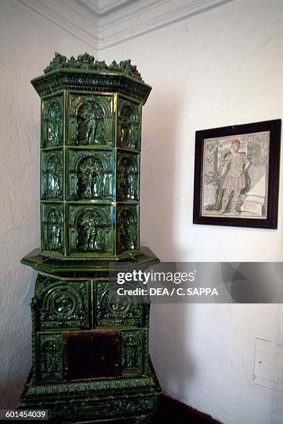 Stove in a room of Bojnice castle, Slovakia, 12th-19th century.
