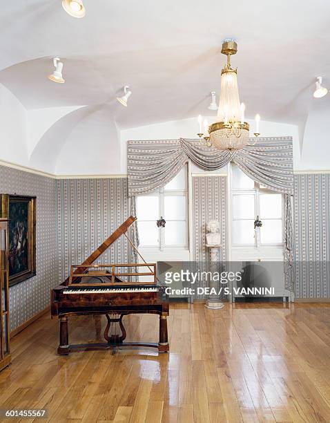Piano in the Beethoven museum, Brunszvik castle, 1783-1785 but rebuilt in neo-Gothic style in 1872-1875, Martonvasar, Pest county, Hungary, 18th...