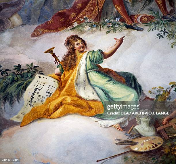 Allegorical figure, detail from the staircase vault, Royal palace of Carditello, San Tammaro, Campania. Italy, 18th century.