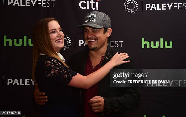 Actor Jesse Garcia and actress Madison Davenport staring in 'From Dusk Till Dawn' poses on arrival for the Paley Center For Media 's 10th annual...