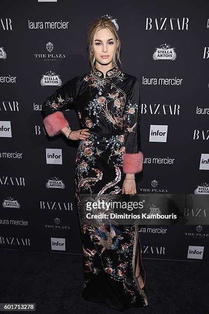 Model Laura Love attends Harper's Bazaar's celebration of "ICONS By Carine Roitfeld" presented by Infor, Laura Mercier, and Stella Artois at The...