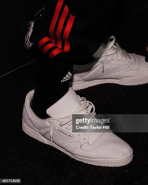 Kanye West, Adidas 'Calabasas' shoe detail, attends the 2016 Harper ICONS Party at The Plaza Hotel on September 9, 2016 in New York City.