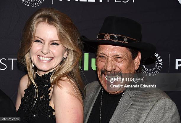 Actress Sarah Minnich and actor Danny Trejo arrive at The Paley Center for Media's PaleyFest 2016 Fall TV Preview of El Rey at The Paley Center for...
